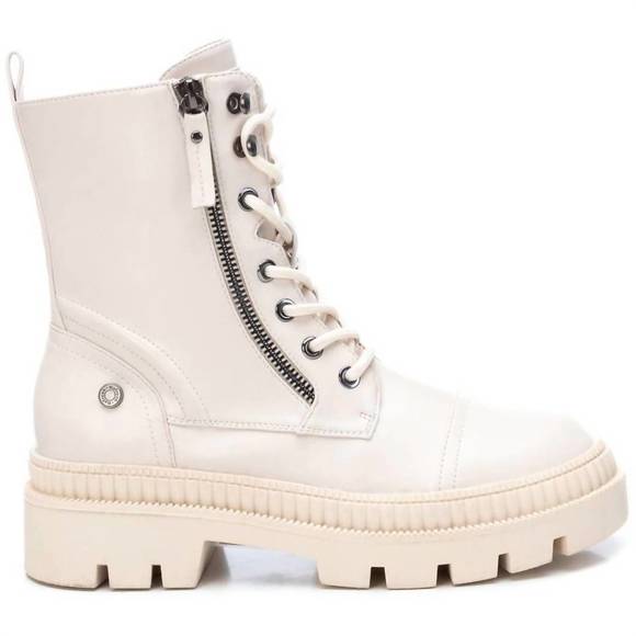 NEW XTI women's combat boots in open white - Picture 2 of 4